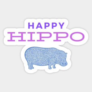 Happy Hippo - Fun Hippopotamus Design - pink and purple Sticker